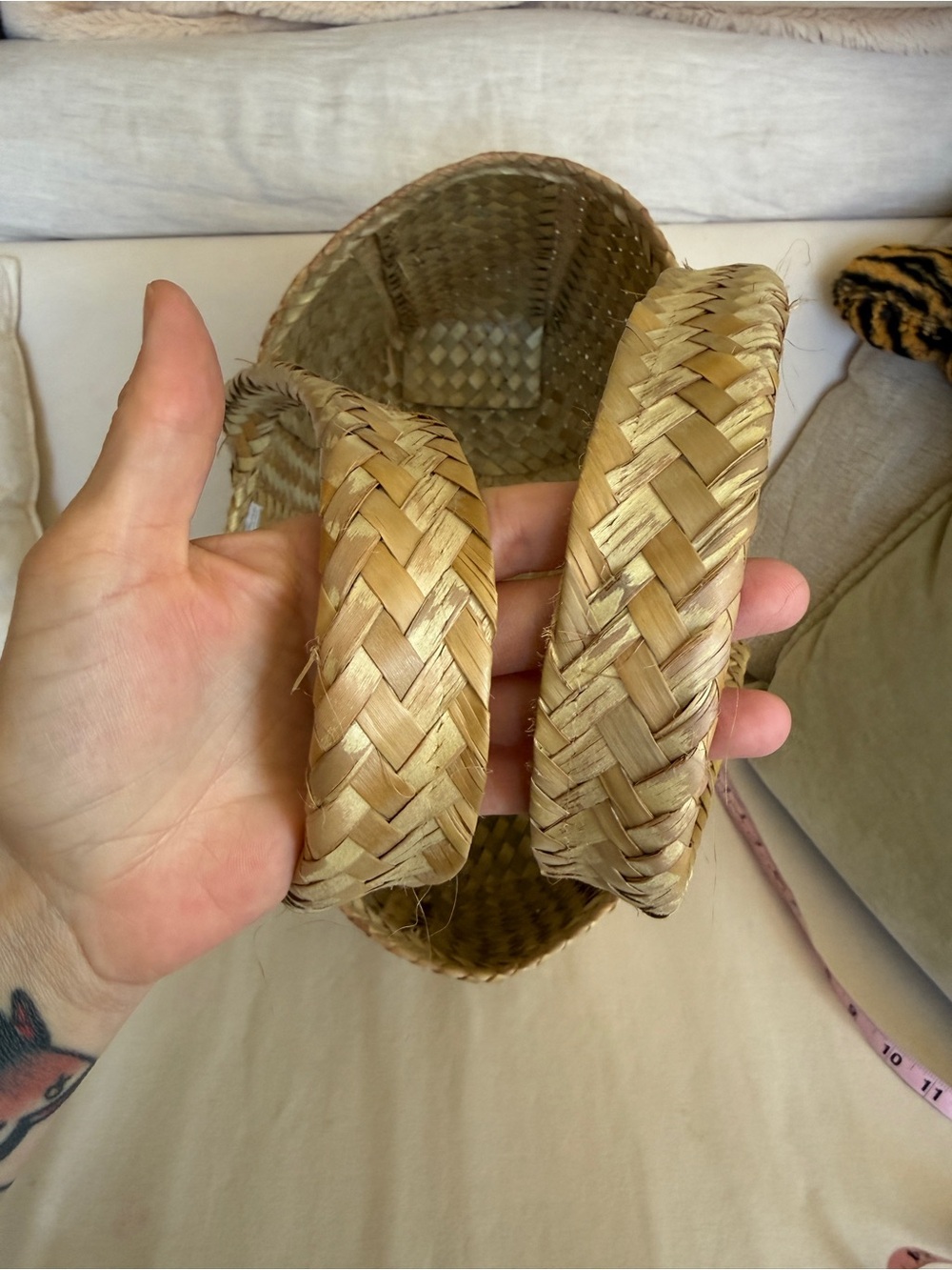 Handmade A and A hidden treasures Woven Natural Straw Tote Bag Beige - Picture 9 of 10